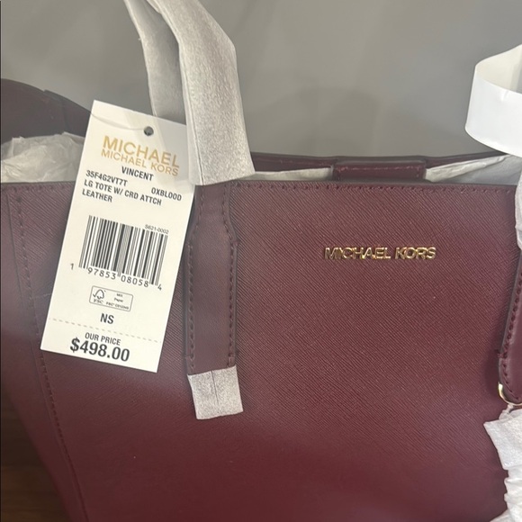 Michael Kors Red Tote Bag Structured Leather Design - Picture 2 of 3